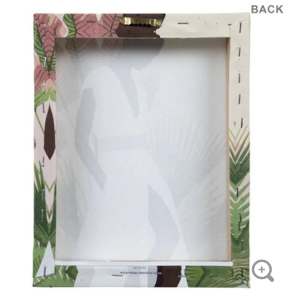 Modern Woman in a White Dress & Palm Leaves Canvas Wall Decor 10 x 8 NWT